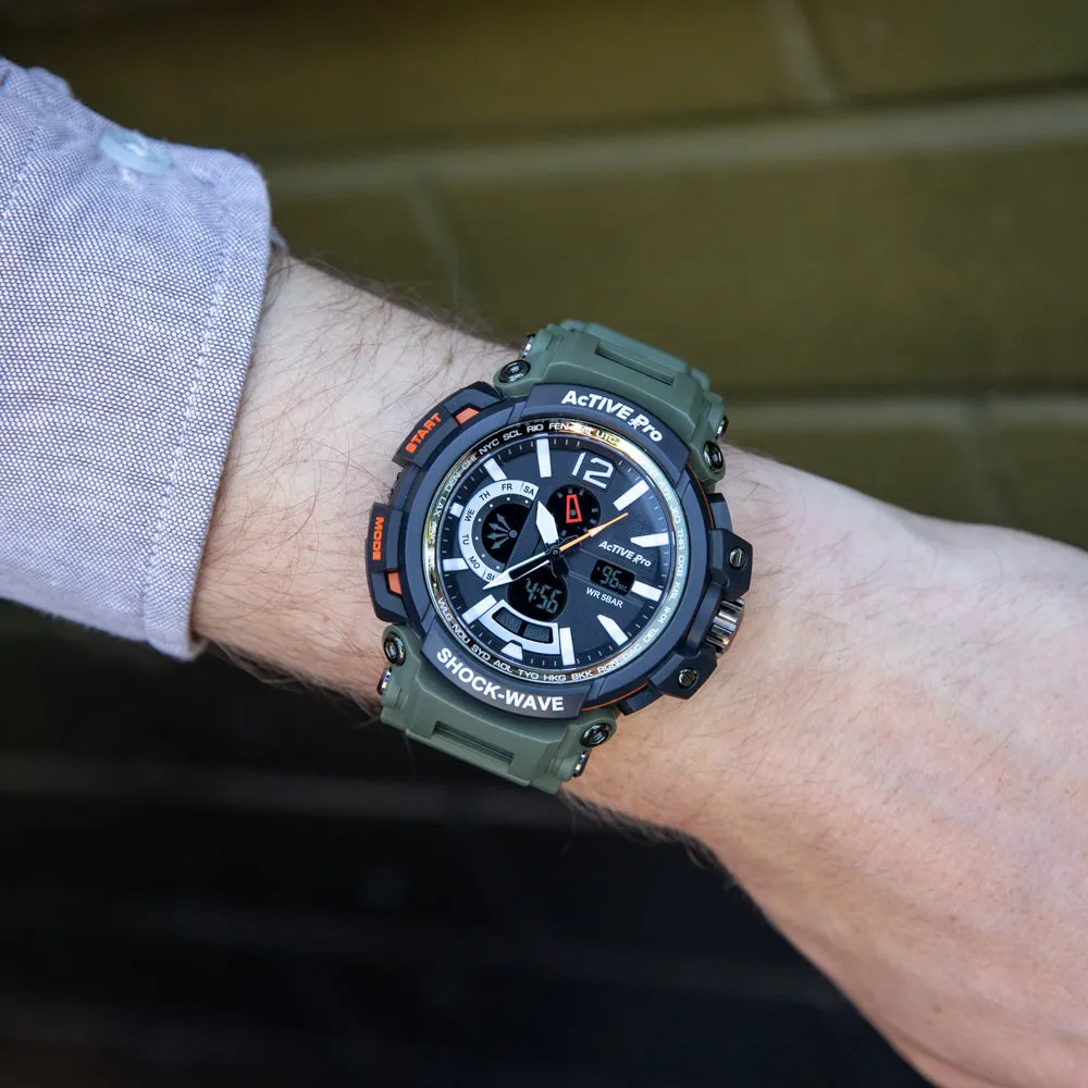 Active Pro 1702 Digital Army Green Sports Watch