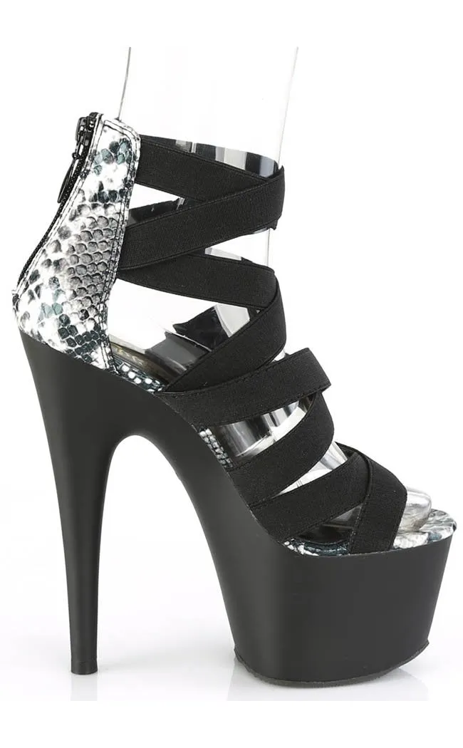 ADORE-748SP Black & Snake Print Heels