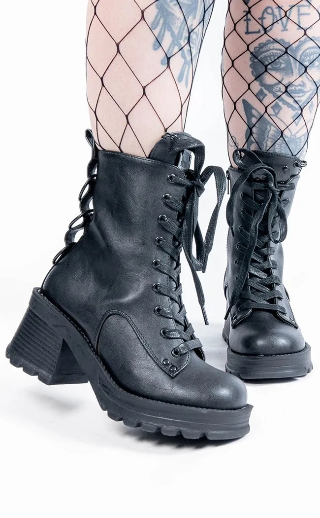 BRATTY-50 Black Combat Ankle Boots (In Stock)