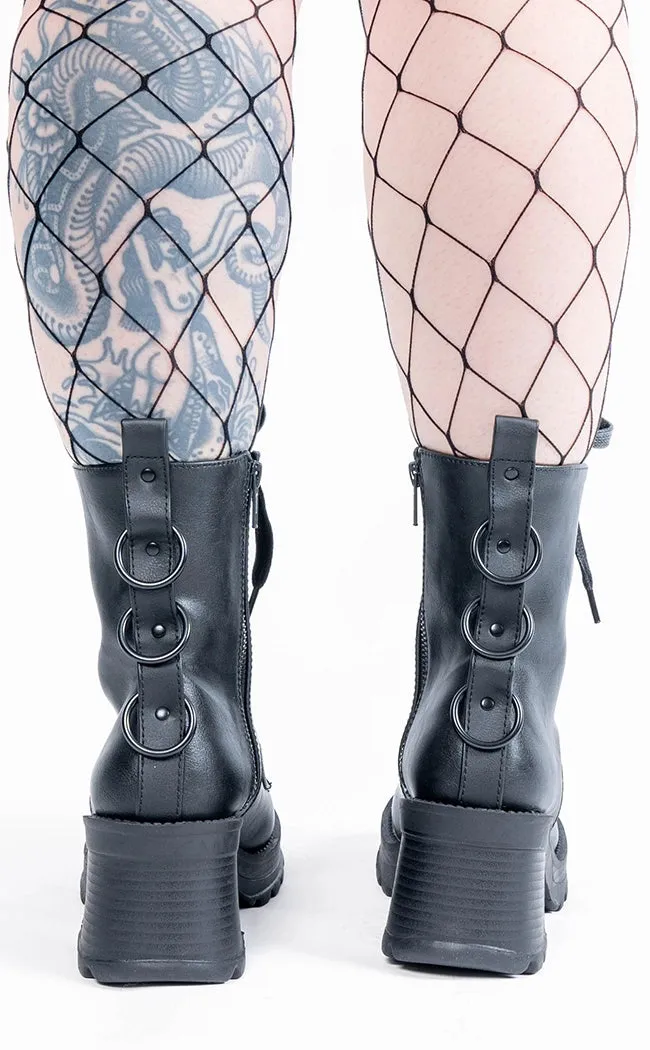BRATTY-50 Black Combat Ankle Boots (In Stock)