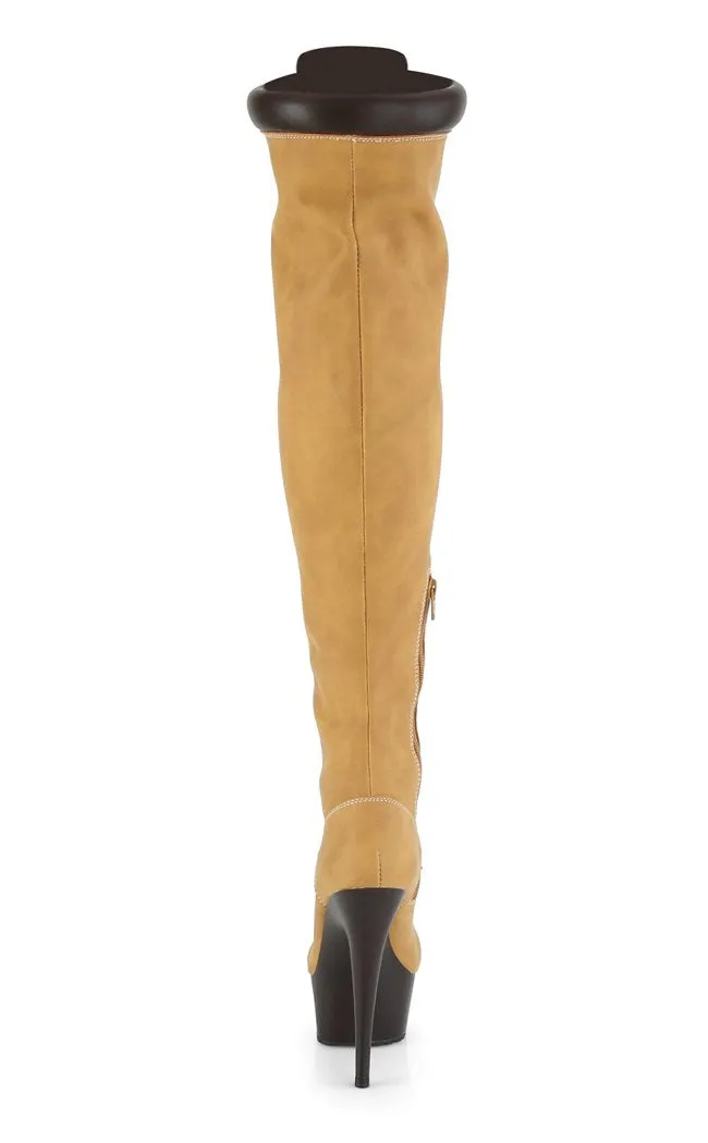 DELIGHT-3000TL Brown Thigh High Platform Timberland Boots