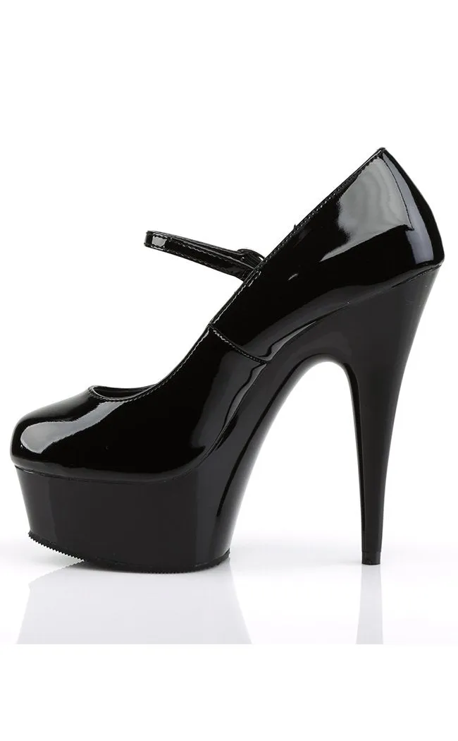 DELIGHT-687 Black Patent Platform Heels