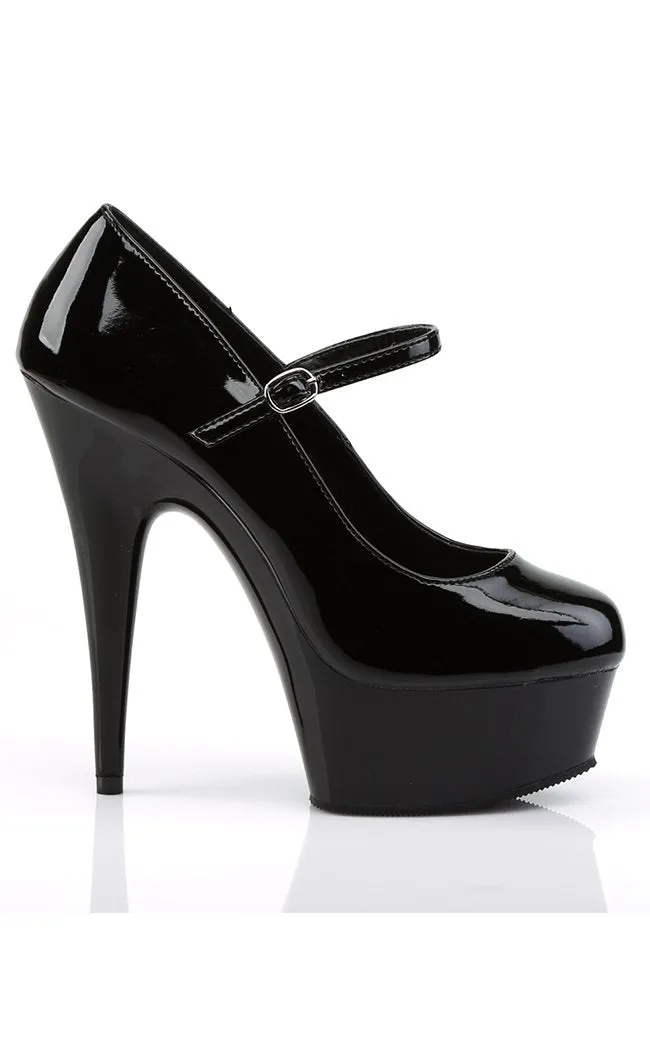 DELIGHT-687 Black Patent Platform Heels