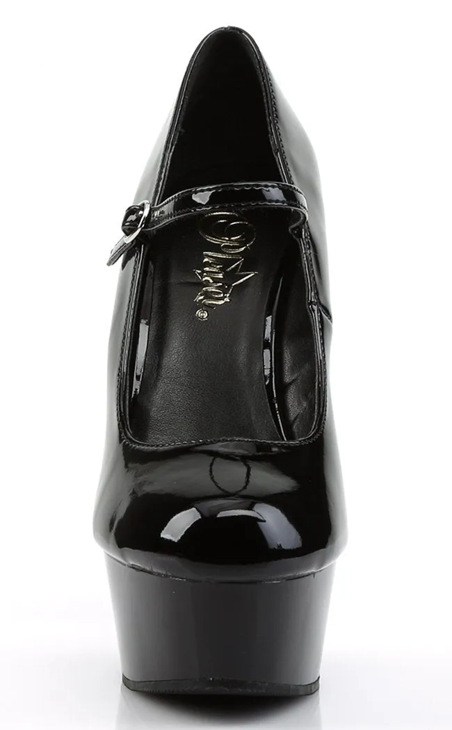 DELIGHT-687 Black Patent Platform Heels