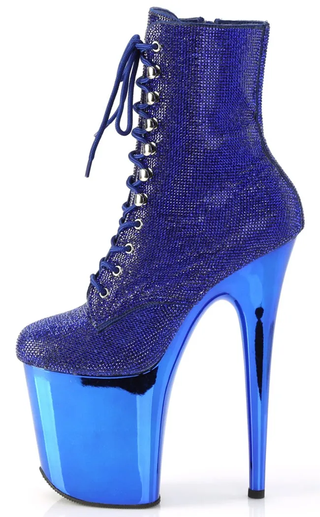 FLAMINGO-1020CHRS Royal Blue Rhinestone Ankle Boots