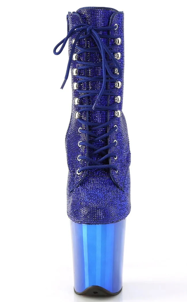 FLAMINGO-1020CHRS Royal Blue Rhinestone Ankle Boots