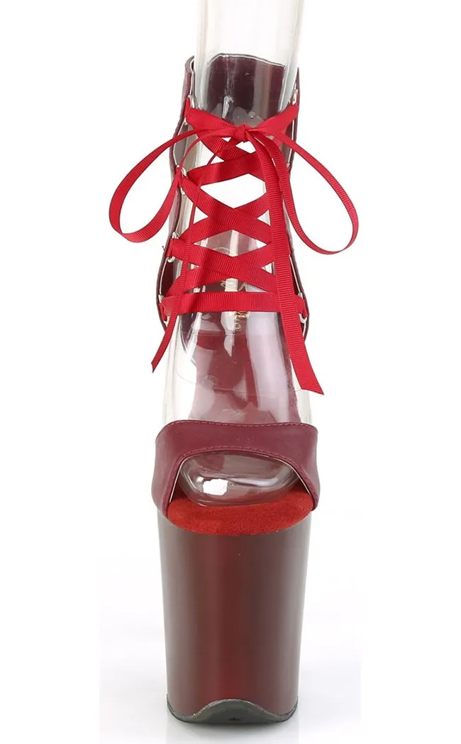 FLAMINGO-800-14 Burgundy Peeptoe Platform Heels