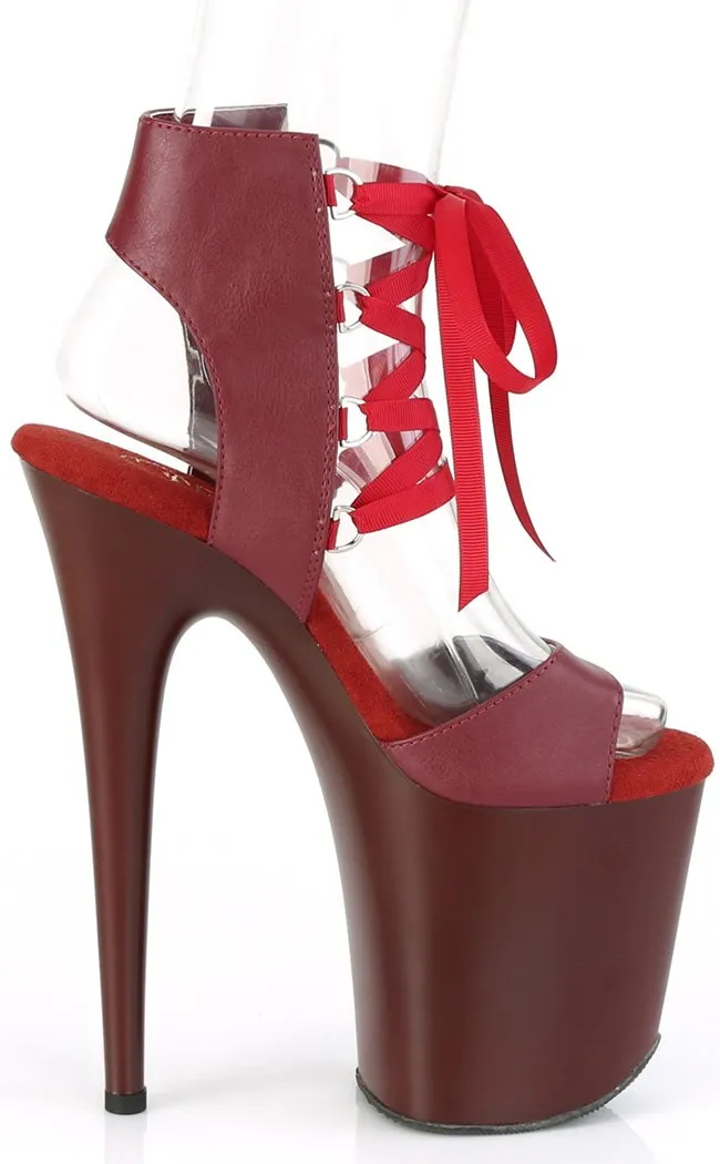 FLAMINGO-800-14 Burgundy Peeptoe Platform Heels