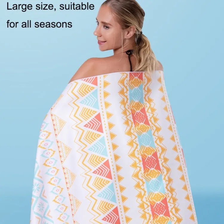 Printed Solid Color Beach Vacation Swimming Bath Towel Beach Towel, Color: Amber Bohemia(Round Mesh Bag)