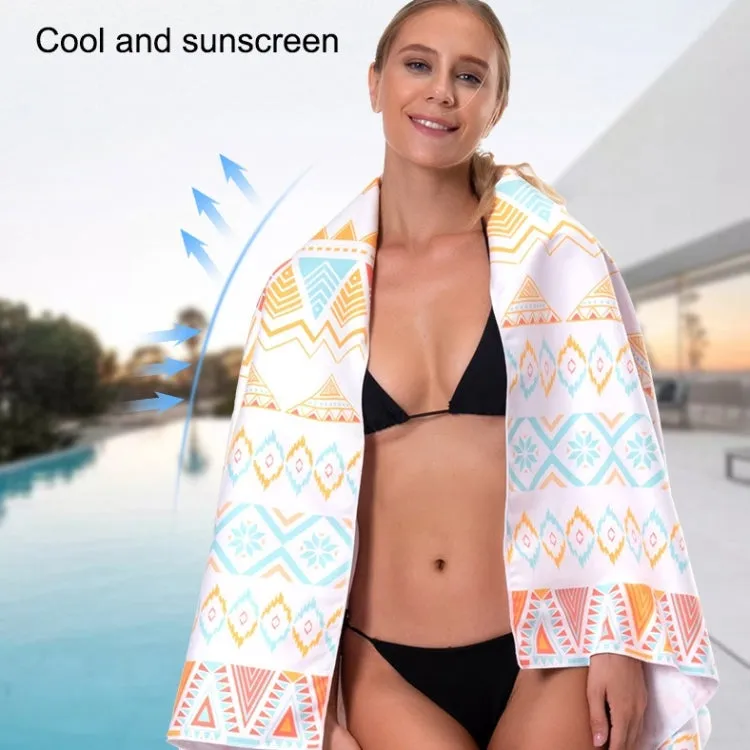 Printed Solid Color Beach Vacation Swimming Bath Towel Beach Towel, Color: Amber Bohemia(Round Mesh Bag)