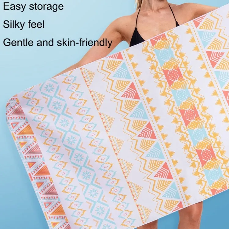 Printed Solid Color Beach Vacation Swimming Bath Towel Beach Towel, Color: Amber Bohemia(Round Mesh Bag)