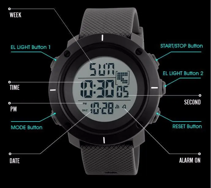 Watch Men Military Sports 50M Waterproof LED Digital